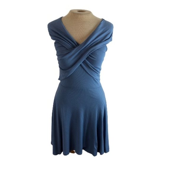 Altar'd State Dresses & Skirts - Altar'd State Mini Ribbed Fit Flare Dress Blue S
